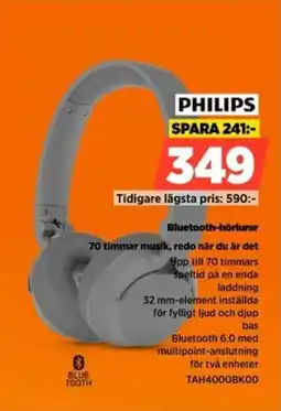 Power Philips Bluetooth-hörlurar 70 timmar musik, redo när du är det erbjuda