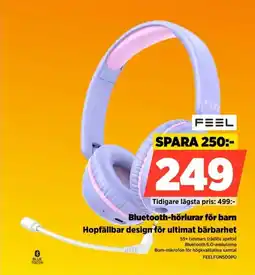 Power Feel Bluetooth-hörlurar för barn Hopfällbar design för ultimat bärbarhet erbjuda