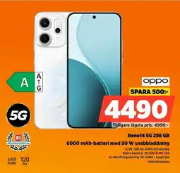 Power Oppo Reno14 5G 256 GB 6000 mAh-batteri med 80 W snabbladdning erbjuda