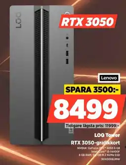 Power Lenovo LOQ Tower RTX 3050-grafikkort erbjuda
