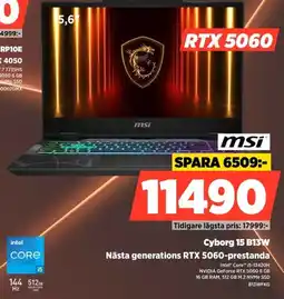 Power Msi Cyborg 15 B13W Nästa generations RTX 5060-prestanda erbjuda