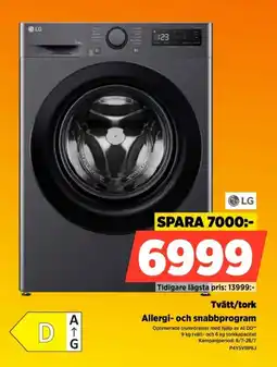 Power Lg Tvätt/tork Allergi- och snabbprogram erbjuda