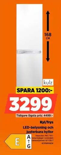 Power Kulz Kyl/frys LED-belysning och justerbara hyllor erbjuda
