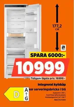 Power Integrerat kylskåp ker serveringsbricka i trä erbjuda