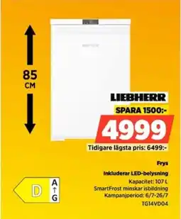 Power Liebherr Frys Inkluderar LED-belysning erbjuda