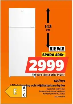 Power Senz Kyl/frys LED-bolvering och höjdjusterbara hyllor erbjuda