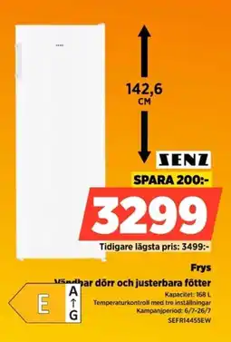 Power Senz Frys Vändbar dörr och justerbara fötter erbjuda