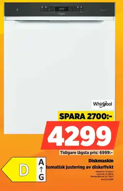 Power Whirlpool Diskmaskin Automatisk justering av diskeffekt erbjuda