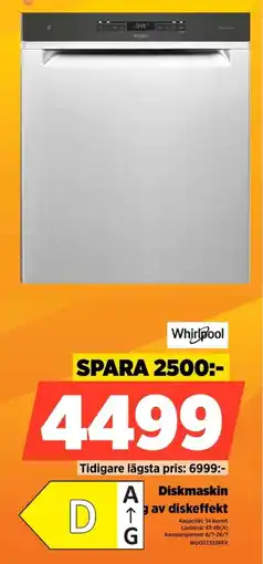 Power Whirlpool Diskmaskin med automatisk justering av diskeffekt erbjuda