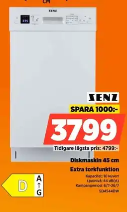 Power Senz Diskmaskin 45 cm Extra torkfunktion erbjuda
