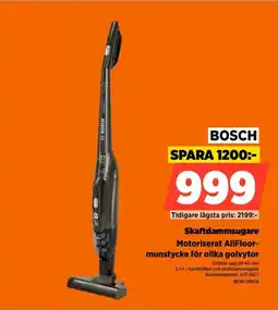 Power Bosch Skaftdammsugare Motoriserat AllFloor- munstycke för olika golvytor erbjuda