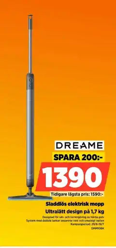 Power Dreame Sladdlös elektrisk mopp Ultralätt design på 1,7 kg erbjuda