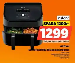 Power Instant Airfryer Sex förinställda tillagningsprogram erbjuda