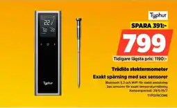 Power Typhur Trådlös stektermometer Exakt spårning med sex sensorer erbjuda
