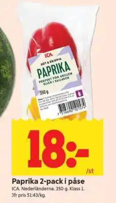 ICA Supermarket Paprika 2-pack i påse erbjuda