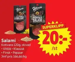 Nya Pulsen Kotivara Salami erbjuda