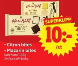 Nya Pulsen Karen Volf Citron bites • Mazarin bites erbjuda