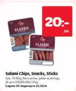 Hemköp Salami Chips, Snacks, Sticks erbjuda