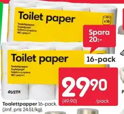 Rusta Toalettpapper erbjuda