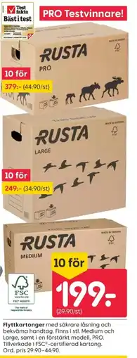 Rusta Flyttkartonger erbjuda