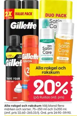 Rusta Alla rakgel och rakskum erbjuda