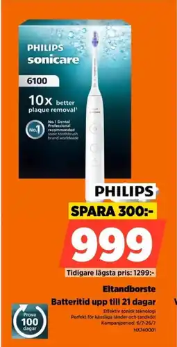 Power Philips Eltandborste Batteritid upp till 21 dagar erbjuda