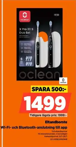 Power Oclean Eltandborste Wi-Fi- och Bluetooth-anslutning till app erbjuda