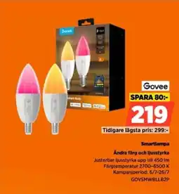 Power Govee Smartlampa Ändra färg och ljusstyrka erbjuda