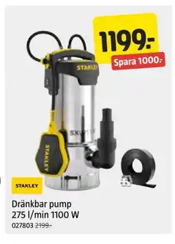 Jula Dränkbar pump 275 l / min 1100 W erbjuda