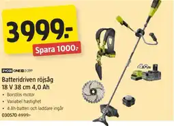 Jula Batteridriven röjsåg 18 V 38 cm 4.0 Ah erbjuda
