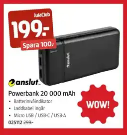 Jula Powerbank 20 000 mAh erbjuda