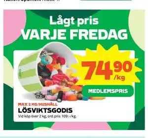 LÖSVIKTSGODIS, Medlemspris