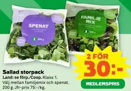 Stora Coop Sallad storpack, Medlemspris erbjuda