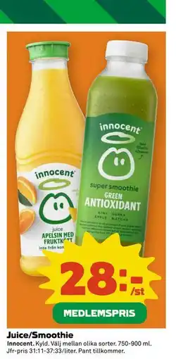 Coop Juice/Smoothie, Medlemspris erbjuda