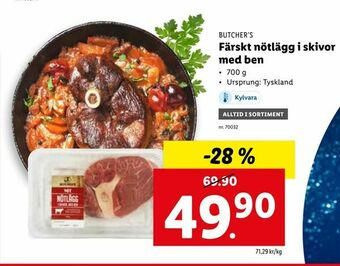 Lidl Färskt nötlägg i skivor med ben erbjuda