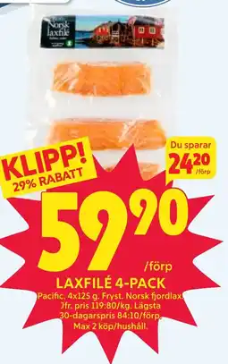 Ica Hajen Lagpris Laxfilé 4-pack erbjuda