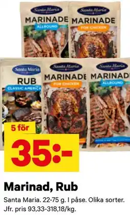 City Gross Marinad, Rub erbjuda