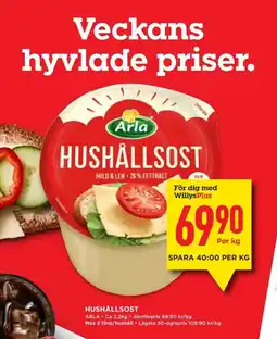 Willys Arla Hushållsost erbjuda