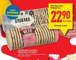 Willys Garant Vetekaka 24-pack, rågkaka 30-pack erbjuda