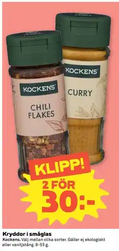 Coop Kockens Kryddor i småglas erbjuda