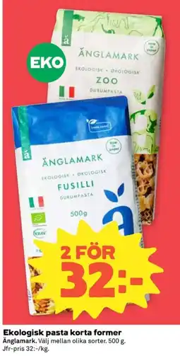 Coop Änglamark Ekologisk pasta korta former erbjuda