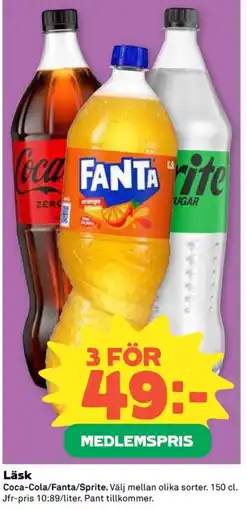 Coop Coca-Cola/Fanta/Sprite Läsk erbjuda