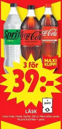 ICA Maxi Coca-Cola, Fanta, Sprite Läsk erbjuda