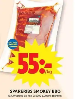 ICA Maxi ICA Spareribs smokey BBQ erbjuda