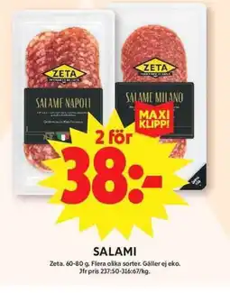 ICA Maxi Zeta Salami erbjuda