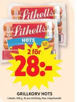 ICA Maxi Lithells Grillkorv hots erbjuda
