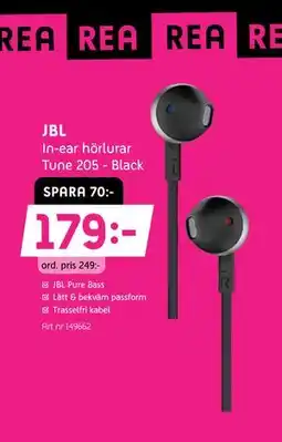 Elon JBL In-ear hörlurar Tune 205 - Black erbjuda