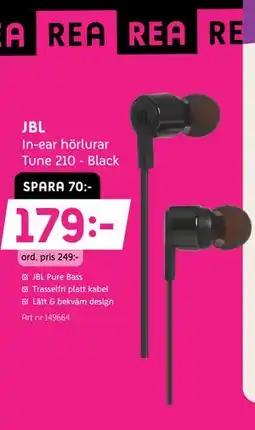 Elon JBL In-ear hörlurar Tune 210 - Black erbjuda