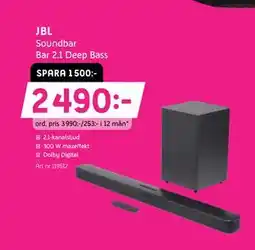 Elon JBL Soundbar Bar 2.1 Deep Bass erbjuda