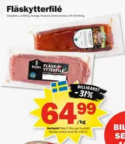 Pekås Fläskytterfilé, Medlemspris erbjuda